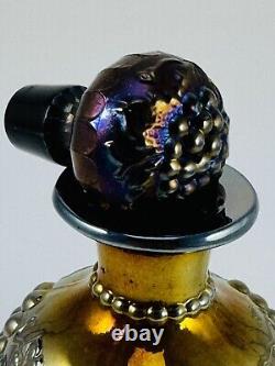 Dugan Purple Iridescent Decanter/Perfume withTopper Bottle Carnival Glass Grape