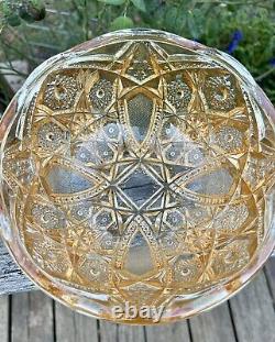 EAPG 8 Antique McKee Toltec Marigold Carnival Glass Round Bowl Iridescent Decor