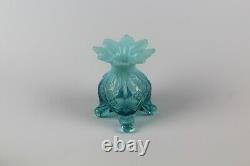 EAPG NATOINAL GLASS & Co Blue Opalescent Inverted Fan & Feather Ladies Spittoon
