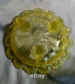 EAPG Northwood Klondyke Butter Dish in Canary Opalescent
