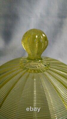 EAPG Northwood Klondyke Butter Dish in Canary Opalescent