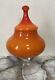 EMPOLI 11 Orange Opaline Glass Italy Apothecary Candy Compote Circus Tent Lid