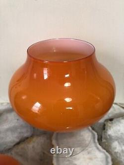 EMPOLI 11 Orange Opaline Glass Italy Apothecary Candy Compote Circus Tent Lid
