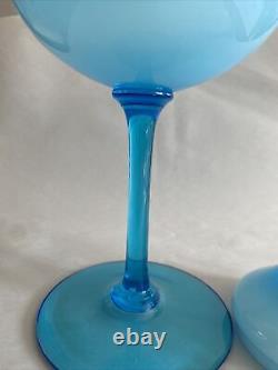 EMPOLI 19 Blue Opaline Glass Italy Apothecary Candy Compote Circus Tent Lid