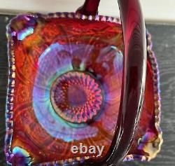 EXTREMELY RARE Carnival Glass, Iridescent, 9 Basket by Indiana Glass