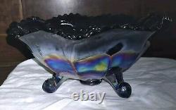 Electric Highlights Fenton Carnival Glass Stag & Holly Ruffled Bowl