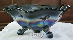 Electric Highlights Fenton Carnival Glass Stag & Holly Ruffled Bowl