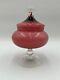 Empoli Italian Glass Opaline Pink Covered Candy Dish Circus Tent Raspberry