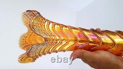 Enormous 19 1/4 IMPERIAL RIPPLE Marigold Carnival Glass Funeral Vase RARE