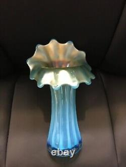 Exceptional Blue Opalescent Jack in the Pulpit with Carnival Glass Center EOx