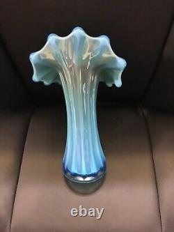 Exceptional Blue Opalescent Jack in the Pulpit with Carnival Glass Center EOx