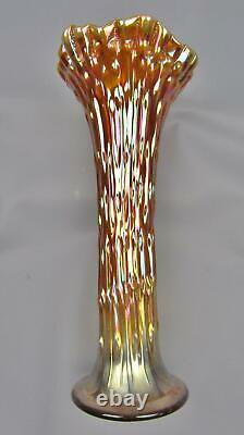 F027 Fenton APRIL SHOWERS RARE Lavender OPALESCENT Carnival Glass 10½ Vase