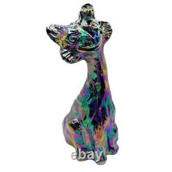 FENTON 11 Black Amethyst Iridescent Carnival Glass Winking Alley Cat Figurine