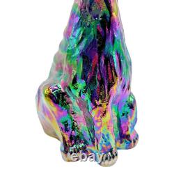 FENTON 11 Black Amethyst Iridescent Carnival Glass Winking Alley Cat Figurine