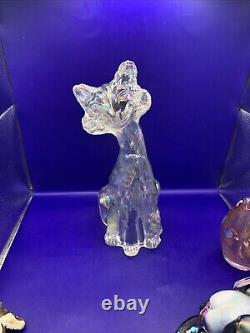 FENTON ART GLASS CRYSTAL IRIDESCENT CARNIVAL ALLEY CAT FIGURINE Winking 11 Tall