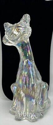 FENTON ART GLASS CRYSTAL IRIDESCENT CARNIVAL ALLEY CAT FIGURINE Winking 11 Tall