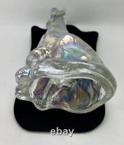 FENTON ART GLASS CRYSTAL IRIDESCENT CARNIVAL ALLEY CAT FIGURINE Winking 11 Tall