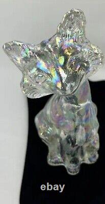 FENTON ART GLASS CRYSTAL IRIDESCENT CARNIVAL ALLEY CAT FIGURINE Winking 11 Tall