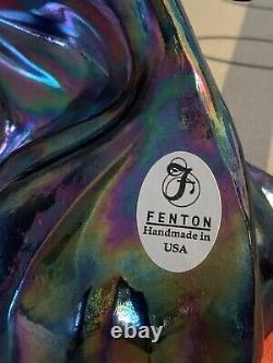 FENTON CARNIVAL GLASS KOI FISH Iridescent Purple Amethyst Glass with sticker