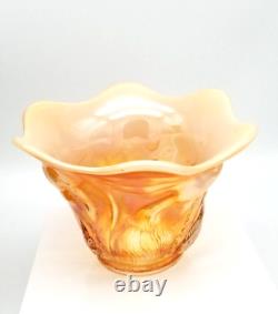 FENTON Carnival Glass Peach Opal Atlantis Koi Goldfish Bowl Rare Flare Shape HTF
