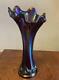 FENTON Carnival Vase Antique Iridescent Ribbed Carnival Glass