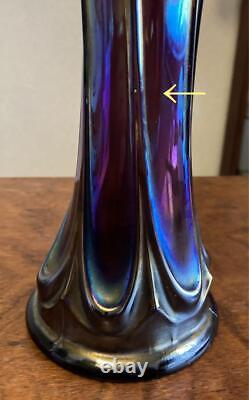 FENTON Carnival Vase Antique Iridescent Ribbed Carnival Glass