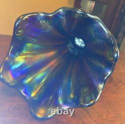 FENTON Carnival Vase Antique Iridescent Ribbed Carnival Glass