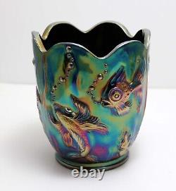 FENTON Koi Fish ATLANTIS Vase Multi-Colored Carnival Iridescent Glass