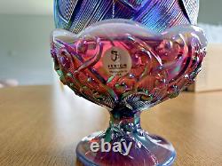 FENTON Plum CARNIVAL LILY OF THE VALLEY FAIRY LAMP PURPLE OPALESCENT LAMP