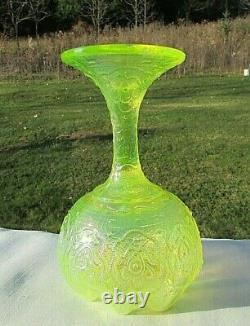 FENTON for Levay Topaz Opalescent Persian Medallion Footed VASE 6H 13/300