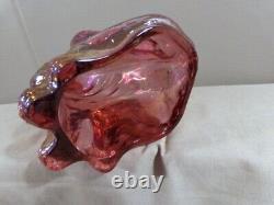 Fabulous Vintage Fenton Pink Iridescent Carnival Glass Winking Alley Cat 11