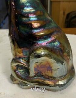 Fenton 11 Purple Gold Blue AMETHYST Iridescent Carnival Glass Winking Ally Cat