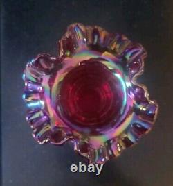 Fenton 6 Red Carnival Iridescent Beaded Melon 2557rn Vase Excellent (rr)