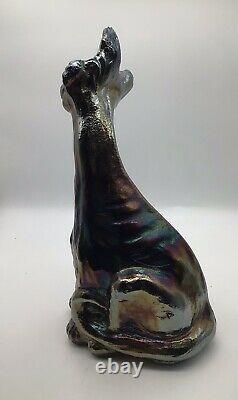 Fenton Amethyst Carnival Glass Iridescent Alley Cat Figurine