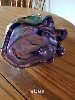 Fenton Amethyst Carnival Iridescent Glass Hand Painted Alley Cat Fig. 11