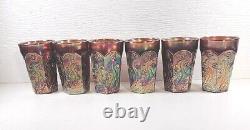 Fenton Amethyst Paneled Dandelion Tankard With 6 Tumblers