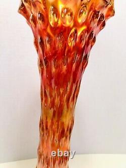 Fenton Antique Iridescent Marigold Carnival Glass Rustic 9 Flute Funeral Vase