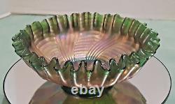 Fenton Antique RARE 8 Carnival Bowl Ribbon Tie Pattern & Ribbon Candy Edge 1911