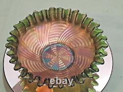 Fenton Antique RARE 8 Carnival Bowl Ribbon Tie Pattern & Ribbon Candy Edge 1911