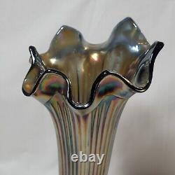 Fenton Antique Stretch Florentine Royal Blue Fine Rib Carnival Glass 1916-1935