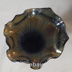 Fenton Antique Stretch Florentine Royal Blue Fine Rib Carnival Glass 1916-1935