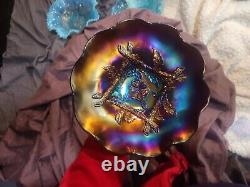 Fenton Apple Bottom And Twigs Carnival Glass Bowl. Purple Vibrant. Excellent