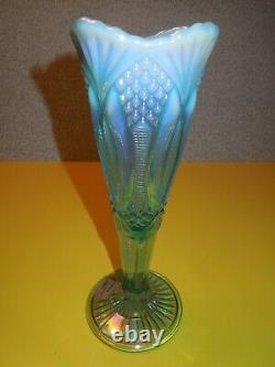 Fenton Aqua Opalescent Carnival Glass 100 yr. Anniversary Vase 2007