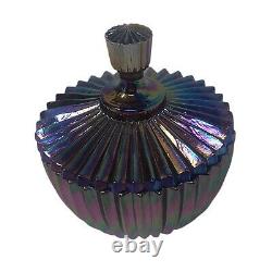 Fenton Art Glass Amethyst Plum Purple Iridescent Carnival Jewelry Trinket Box