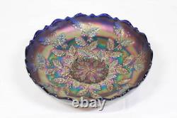 Fenton Art Glass Company Hand-Crafted Blue-Tone Iridescent Carnival Bowl