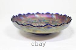 Fenton Art Glass Company Hand-Crafted Blue-Tone Iridescent Carnival Bowl