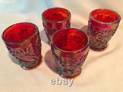 Fenton Art Glass Founder's Red Carnival Glass Water Set 2004