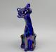 Fenton Art Glass Iridescent Carnival Glass 11 Colbalt Winking Alley Cat