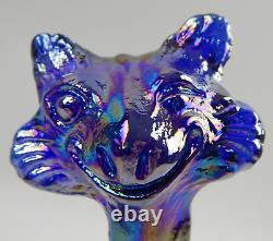 Fenton Art Glass Iridescent Carnival Glass 11 Colbalt Winking Alley Cat