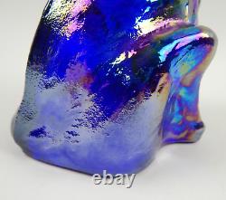 Fenton Art Glass Iridescent Carnival Glass 11 Colbalt Winking Alley Cat